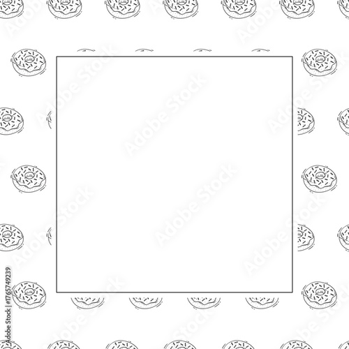Hand Drawn Bread square frame. Doodle Bakery frame background