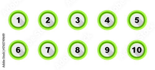 Numbered Circle Icons 1–10 Minimal Vector Illustration