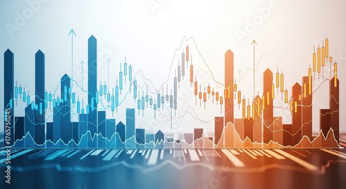 Financial Growth Chart With Cityscape Background