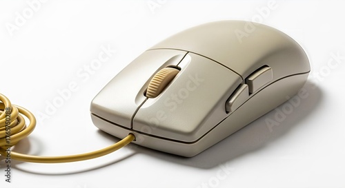 Vintage computer mouse on a white background evoking nostalgic technology visuals