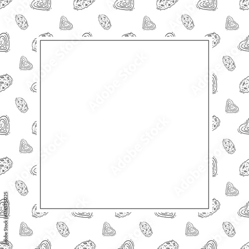 Hand Drawn Bread square frame. Doodle Bakery frame background