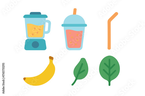 Blender, banana, spinach, and smoothie drink representing healthy eating and nutrition