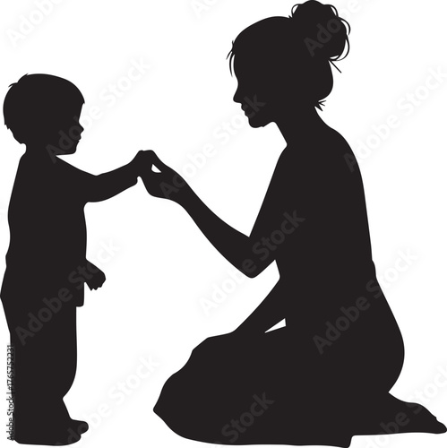 Mother and Child Silhouette Interaction baby parent