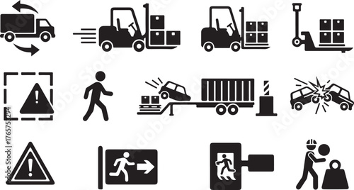 Safety and Security Symbols for Workplace Hazards and Emergency Situations