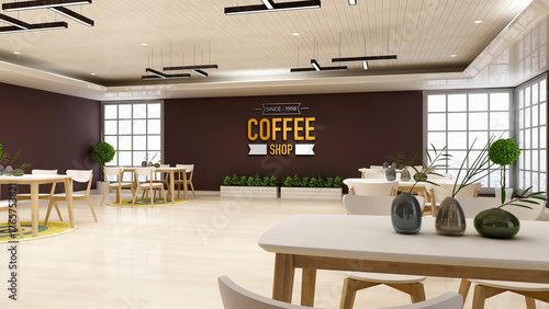Stylish Empty Cafe Interior with Modern Design