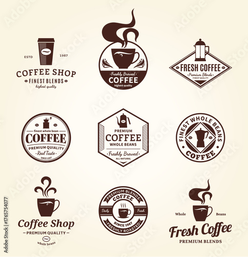 Elegant Coffee Shop Logos and Labels Collection Set