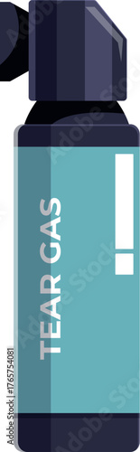 Tear gas canister isolated on white background, representing riot control or personal safety