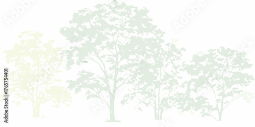 Softly hued silhouette of trees in a gentle landscape with subtle color variations