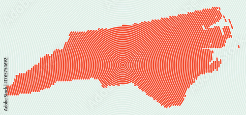 North Carolina shape rings. State map formed by stacked circles. North Carolina boundary shape design. Beautiful vector illustration.