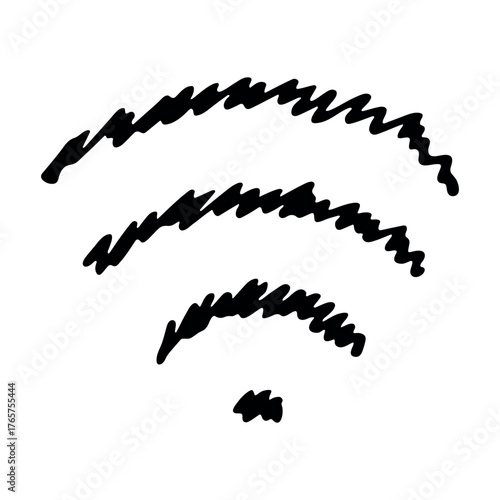 Hand drawn free wifi spot zone sign Public wi-fi area sign Wireless internet clipart in doodle style Single element for print, web, design, decor 3G, 4G, 5G, 6G, IoT