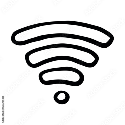 Hand drawn free wifi spot zone sign Public wi-fi area sign Wireless internet clipart in doodle style Single element for print, web, design, decor 3G, 4G, 5G, 6G, IoT