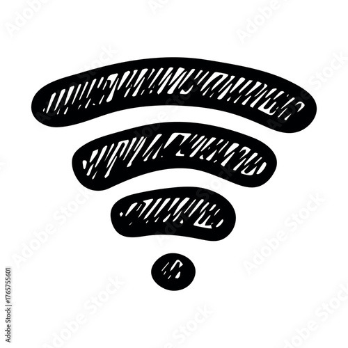 Hand drawn free wifi spot zone sign Public wi-fi area sign Wireless internet clipart in doodle style Single element for print, web, design, decor 3G, 4G, 5G, 6G, IoT