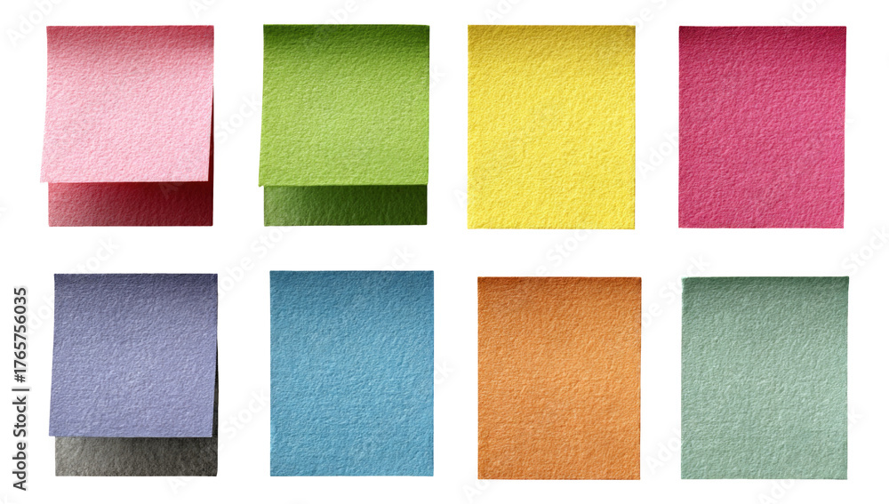 Fototapeta premium Isolated Colorful Sticky Notes on Transparent Background for Creative Projects