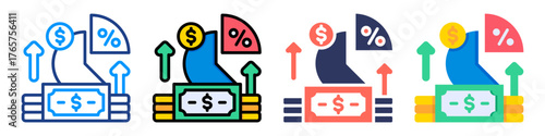 Profit Margin Icon Sheet Multiple Style Collection 