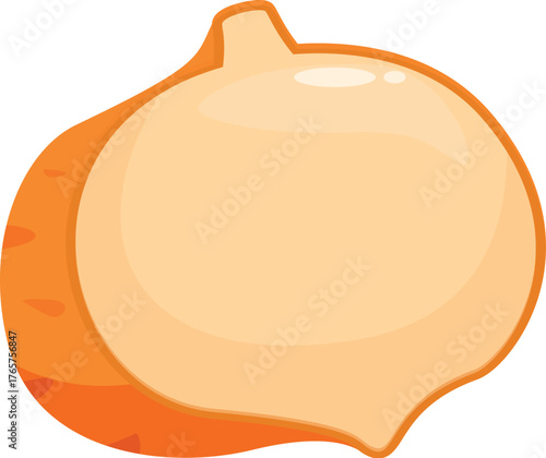 Half a jicama showing its orange skin and white flesh on a white background