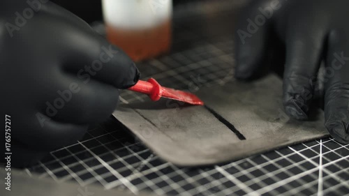 Leather crafting with red edge beveler tool