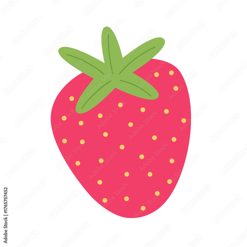 Obraz premium Cute strawberry vector — flat minimalist fruit illustration without face or smile for children’s design.