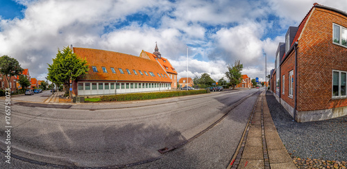 Fototapeta Naklejka Na Ścianę i Meble -  Ringkobing streets with cloudy skies