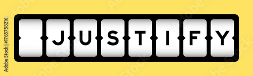 Black color in word justified on slot banner with yellow color background