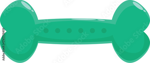 Shiny green rubber bone toy for dogs, isolated on white background