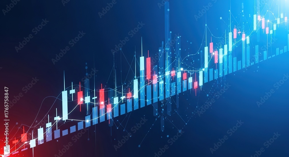 Naklejka premium Dynamic Financial Chart With Candlestick Patterns