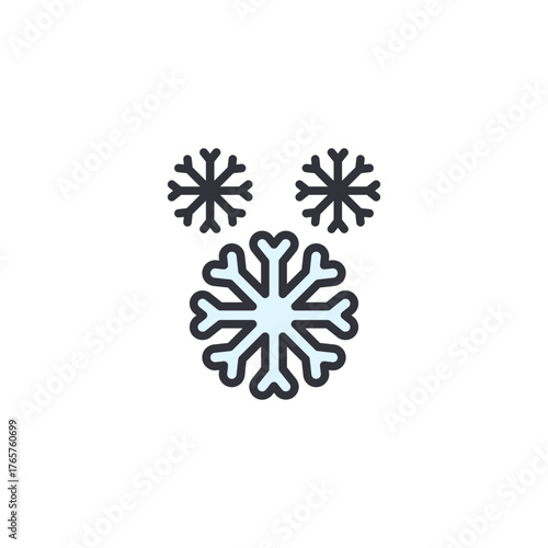 Two snowflakes floating side by side, representing snowfall, cold temperature conditions, winter storms, and frosty atmospheric patterns in seasonal forecasting.