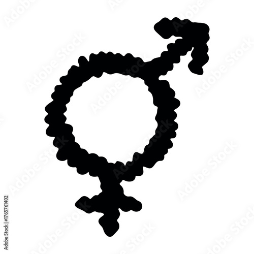 Hand drawn bigender female and male gender identity sign Symbol used to represent sex and gender