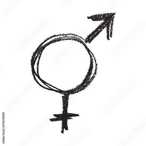 Hand drawn bigender female and male gender identity sign Symbol used to represent sex and gender