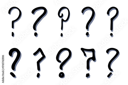 Set of hand drawn question mark clipart Single element for design