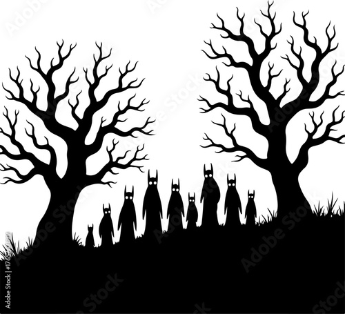 Crowned Shadows in the Haunted Grove”