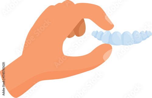 Hand pinching invisible braces for orthodontic teeth alignment