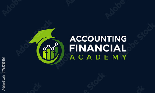 Green Accounting Academy Logo with Graduation Cap and Financial Chart.
