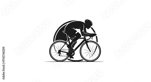 Cyclist Racing Logo Vector Illustration, Road Bike Speed Silhouette Icon