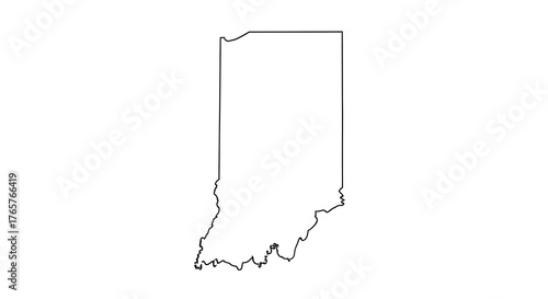 Outline Map of Indiana State in Simple Black Line Art