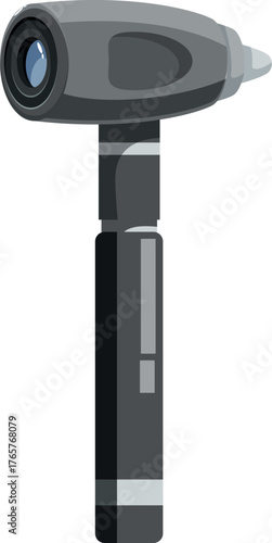 Otoscope with light for examining ear canal, medical equipment icon, healthcare concept