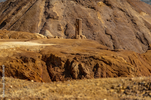 Colorful Mineral Striations in the Eroded Hills of Mazarron Mines, Murcia, Spain