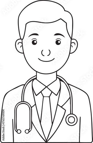 Helpful doctor illustration with stethoscope providing support and care for patient wellness
