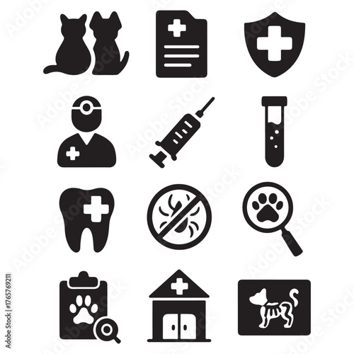 Veterinary icon set vector