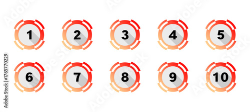 number icon 1-10, number vector 1-10 isolated on transparent background