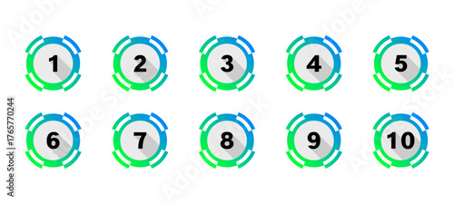 number icon 1-10, number vector 1-10 isolated on transparent background