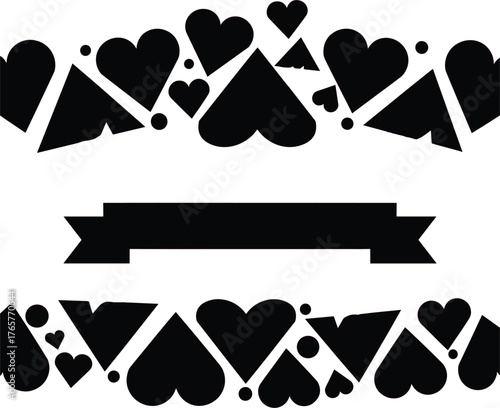 Abstract Geometric Valentine Heart Border – Modern Romantic Graphic Set.