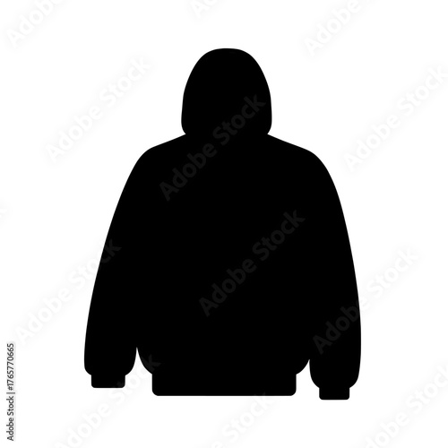 A flat sketch illustration presents the design of a hooded military jacket with cargo pockets, displayed from both the front and back, intended for men and women to wear during winter, whether