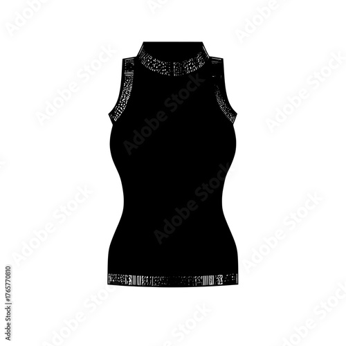 Women's CAD mock-up of a Sleeveless Crochet Jumper, technically illustrated from the front in white colour