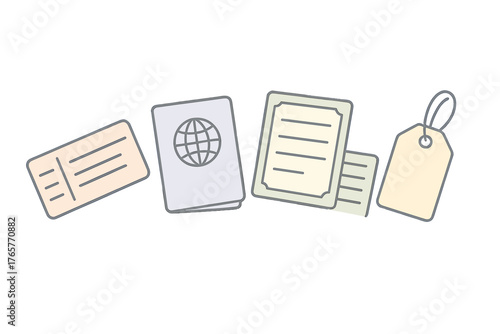 Passport ticket certificate and luggage tag essential documents for international journey