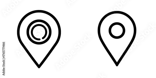 A modern icon is represented by the location, which is also a point illustration, sign, position symbol, and place logo