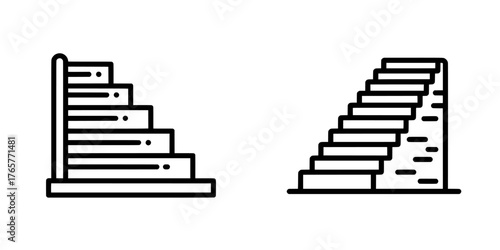 The stairs icon features a modern illustration with a side view outline, including symbols for ascending and descending stairs, all presented in a contemporary flat linear design