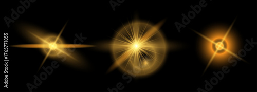 A set of elements. Christmas glitter, shimmering bokeh effects, and glittery texture for your designs. Festive sparkling gold. Holiday illumination for cards, invitations, and banners.