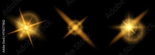 A set of elements. Christmas glitter, shimmering bokeh effects, and glittery texture for your designs. Festive sparkling gold. Holiday illumination for cards, invitations, and banners.