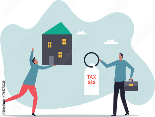 Property tax, real estate or housing payment, money or bills to pay for government .about a man and his life.