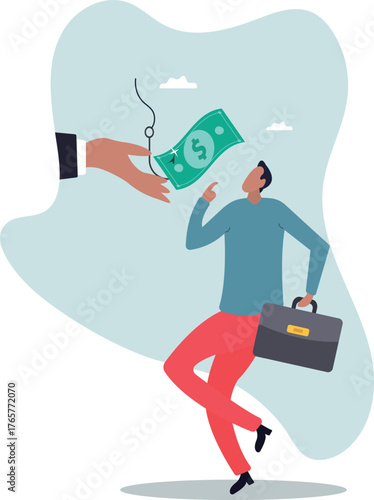 Fraud money, scam investment or ponzi scheme, financial crime, cheating or bait for illegal investing.business concept.about a man and his life.
